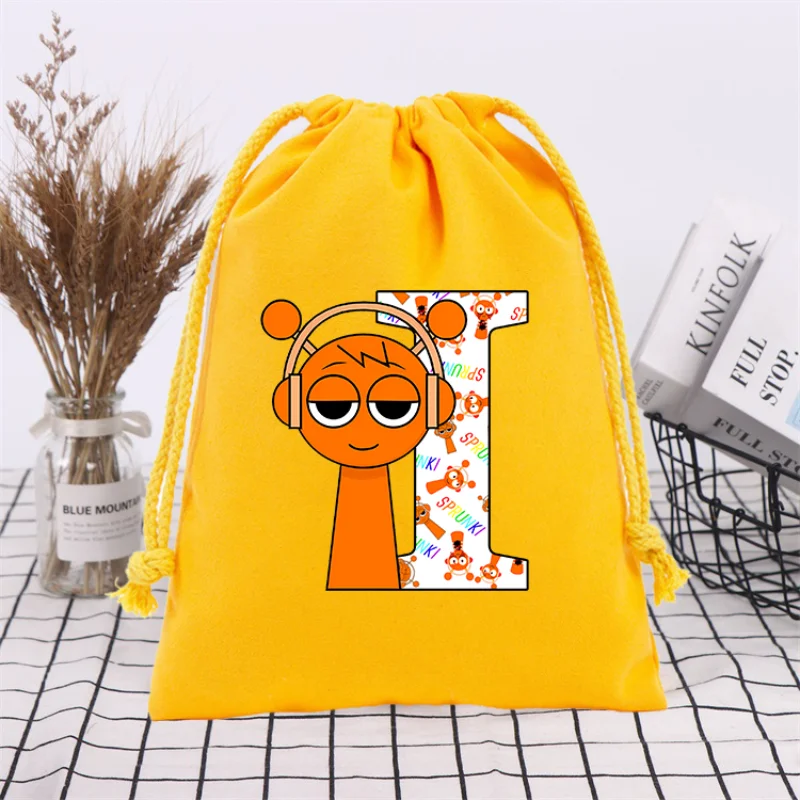 Sprunki Drawstring Handbags Kids Anime Cute Draw String Bag Children Cartoon Storage Pouch Fashion Accessories Casual Bags Gifts