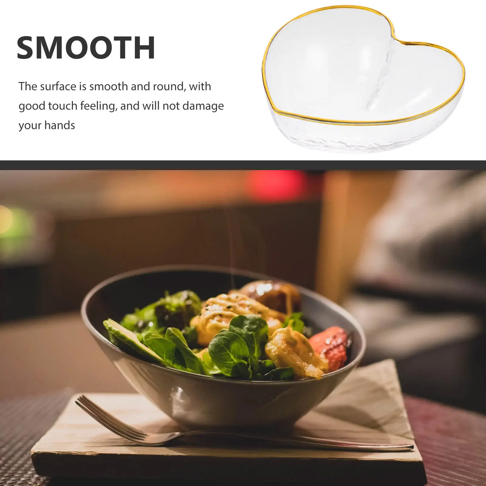 1Pcs Creative Glass Heart-Shaped Salad Bowl Transparent Love Shape Fruit Dessert Storage Stackable Portable Kitchen Essentials