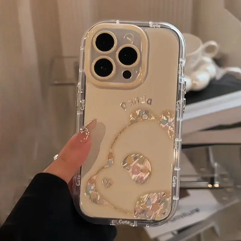 

Чехол для телефона для iphone 16e 16 15 14 13 12 11 8 7 6 6s X XS XR Pro Max Plus INS Floral Panda Print Прозрачный защитный чехол