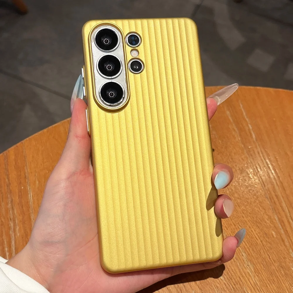 Ultra Thin PC Matte Corrugated Luggage Stripes Case For Samsung Galaxy S26 Plus S25 S24 S23 Ultra Shockproof Protection Cover
