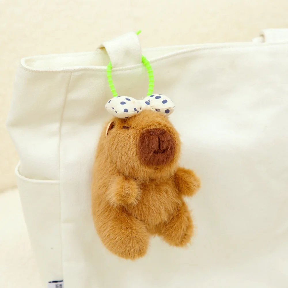 

Милый плюшевый брелок с капибарой, мягкие игрушки, мультяшная пушистая кукла с животными, мягкая сумка, подвеска, детская игрушка