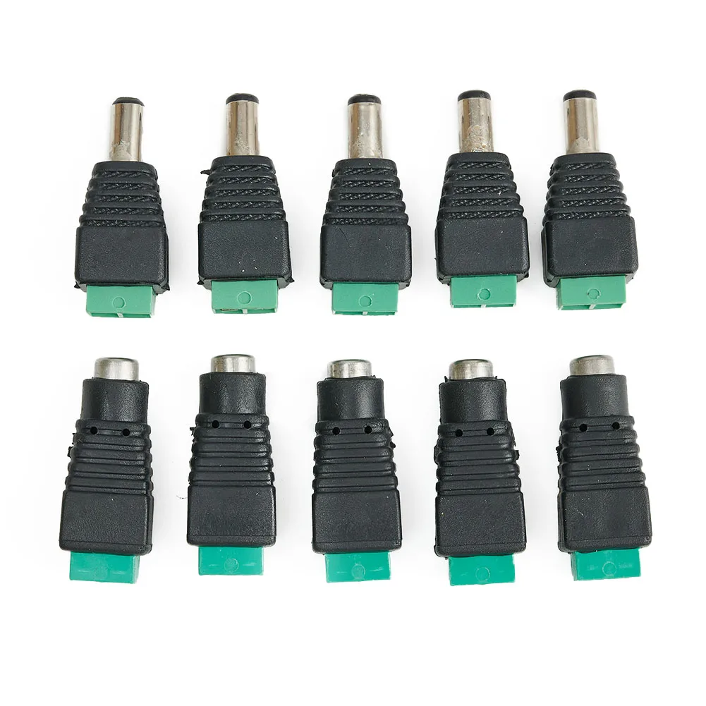 10pcs 5.5x2.1mm DC Power Male Female Connectors 12V Screw Terminal Adaptors for CCTV Camera Installation No Crimping Required