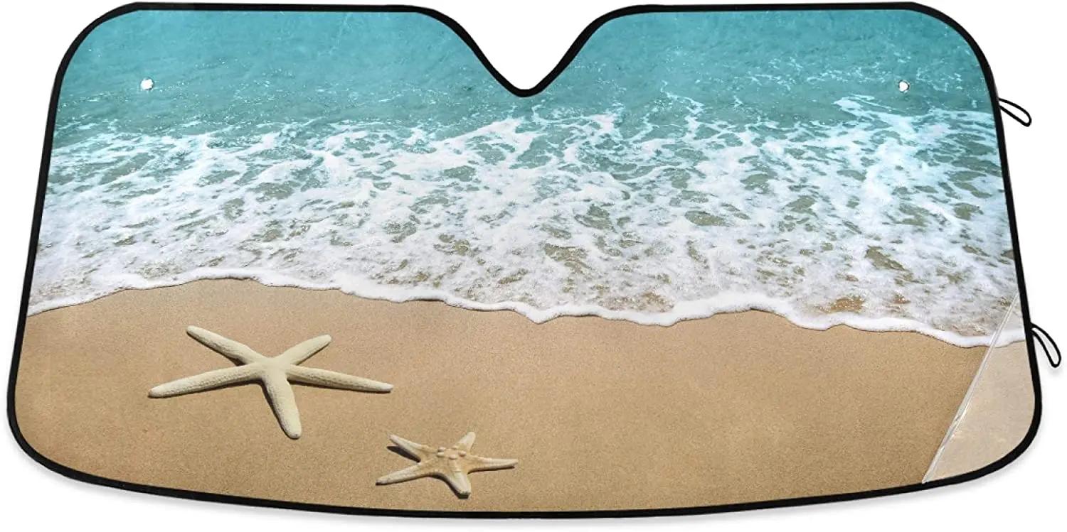 Starfish Beach Car Windshield Sun Shades Blocks UV Rays Sun Visor Protector Foldable Sun Reflector to Keep Your Vehicle Cool