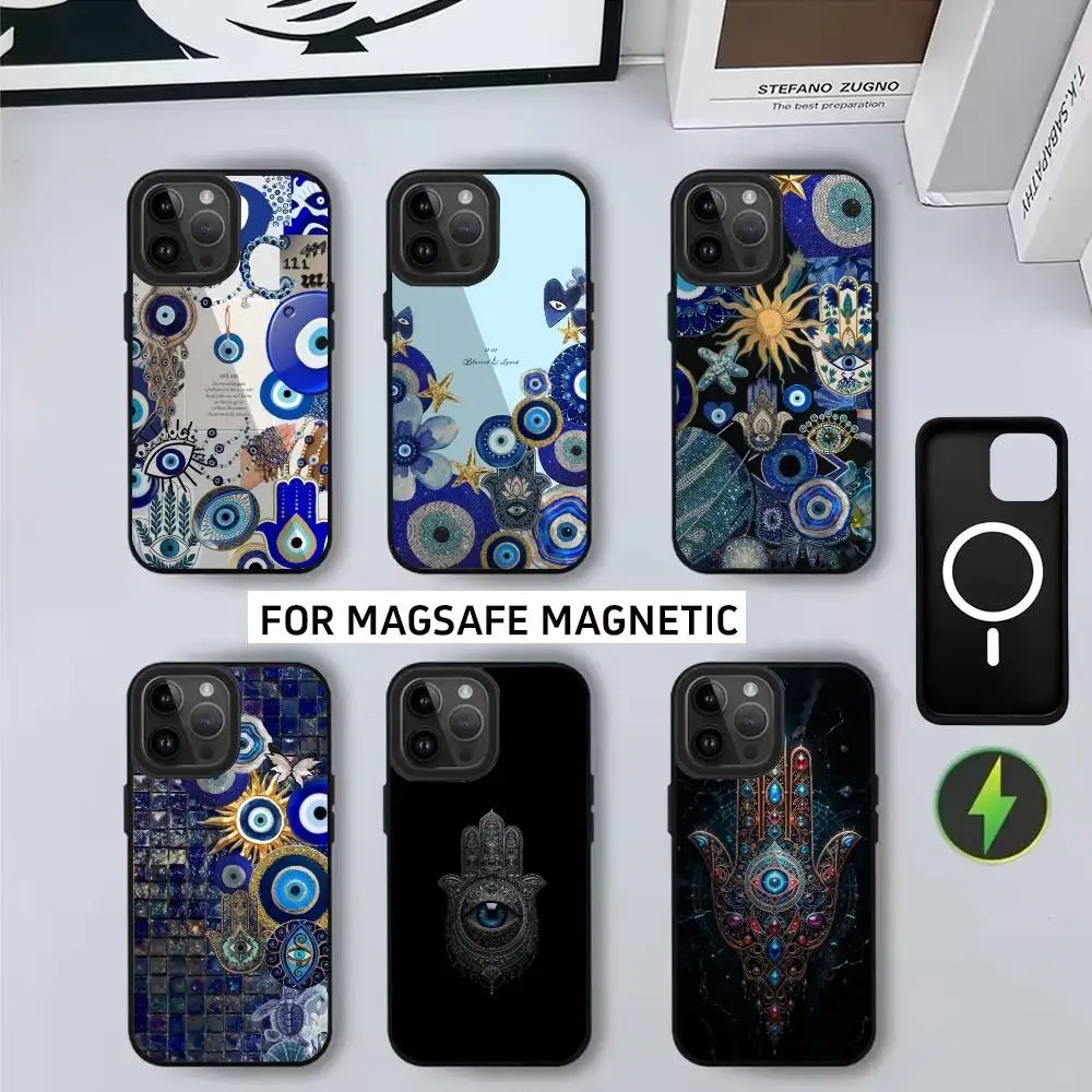 

L-Lucky B-Blue Evil Eyes Phone Case For iPhone17,16,15,14,13,12,11 Plus,Pro Magnetic with Magsafe Wireless Charging