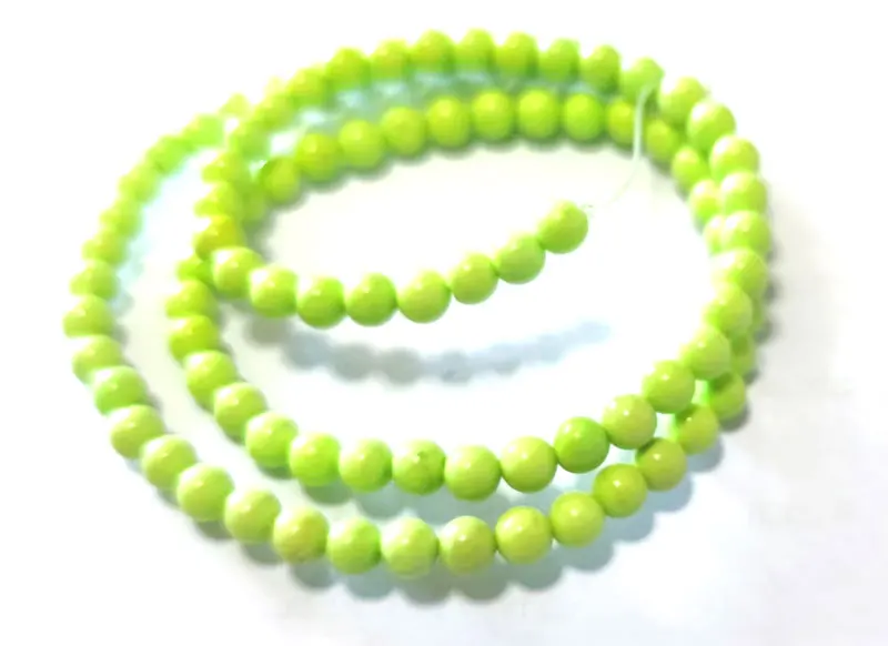

Qingmos 4mm Round Natural Green TURQUOISE Loose Beads with Genuine Stone for Jewelry Making DIY Necklace Bracelet Strand 15"