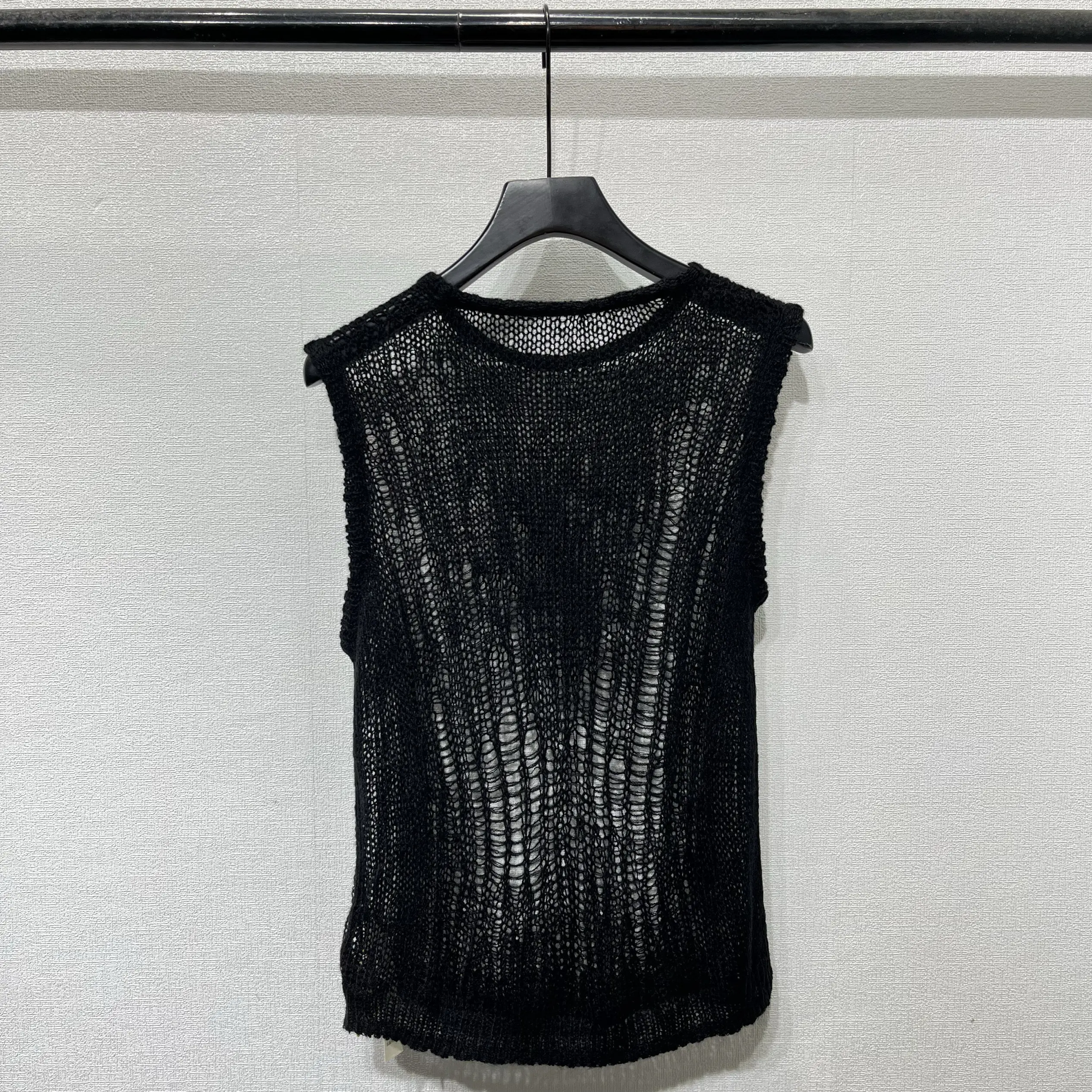 

Designer Summer Dark Style Large Mesh Women's Sexy Crew Neck Pullover Outerwear Casual Sleeveless Knit Sweater