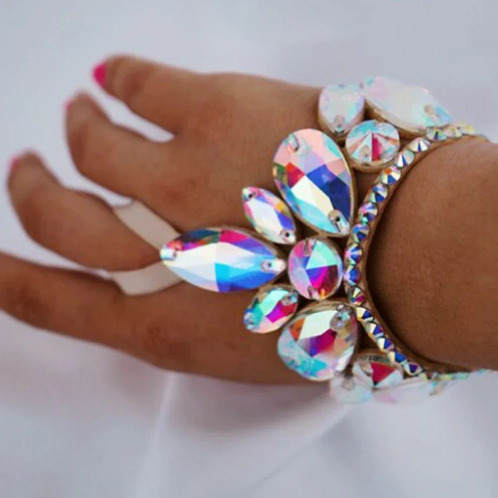 Rhinestone Drop Finger Bracelet for Women Free Shipping Large Accessories Statement Belly Dance Head Chain Jewelry Gifts