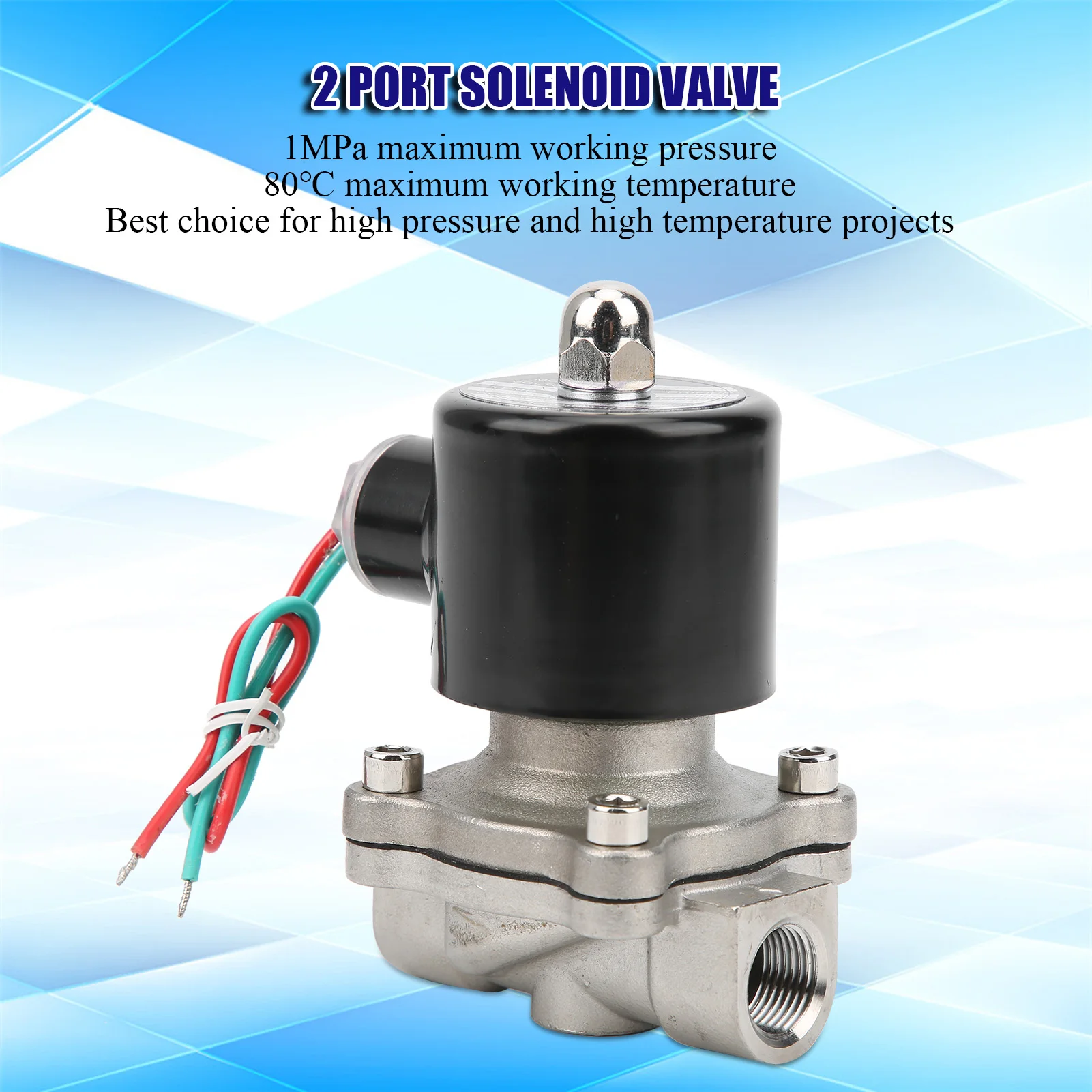 

G3/8in Solenoid Valve Direct Acting Normally Closed Stainless Steel for Water Air Oil Industrial Equipment 2 Port Solenoid Valve