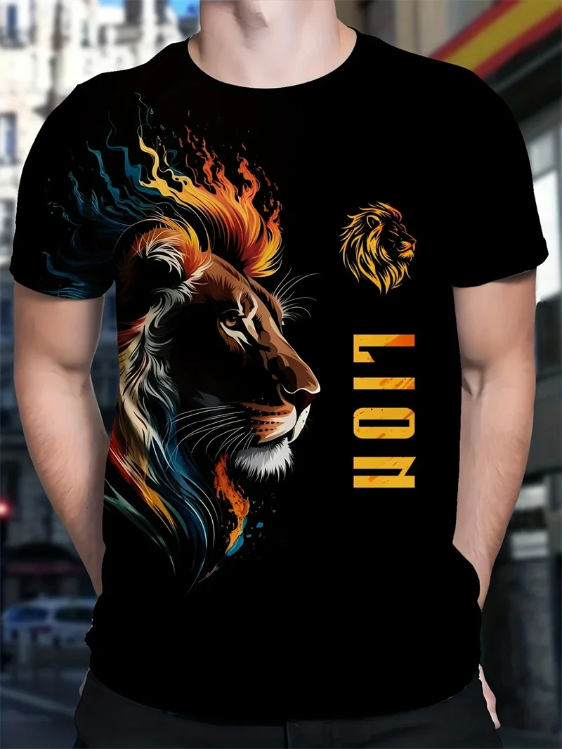 3D Fierce Animal Printed T-shirt Funny Tiger Lion Eagle Graphic T Shirt Trend Street Men's Clothing Fashion Men's Tee Tops