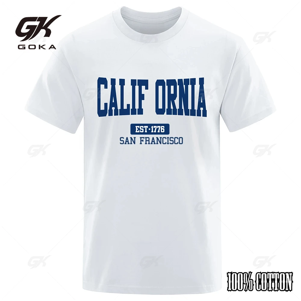 California Est.1776 San Francisco Letter Tshirts Man Casual Breathable Cotton Loose Summer T-Shirts Fashion Funny Top