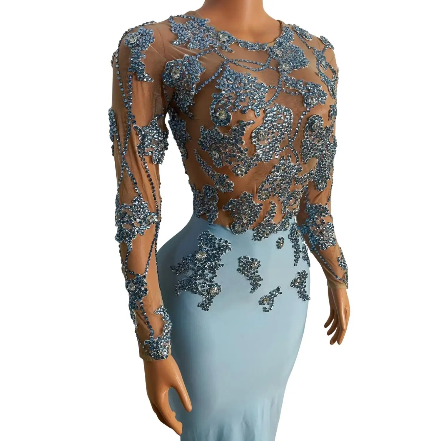 Vestido de noite azul brilhante para mulheres, lindo vestido de verão, vestidos de casamento elegantes, vestido de dama de honra, novo estilo