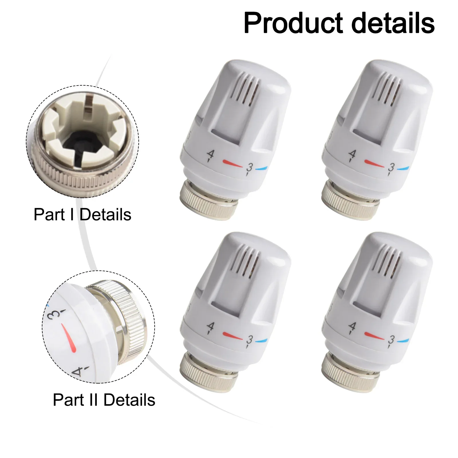 Gloednieuwe thermostatische kopaccessoires Aanpassing Handwiel Radiator Legering M30x1.5mm Plastic temperatuurregelklep