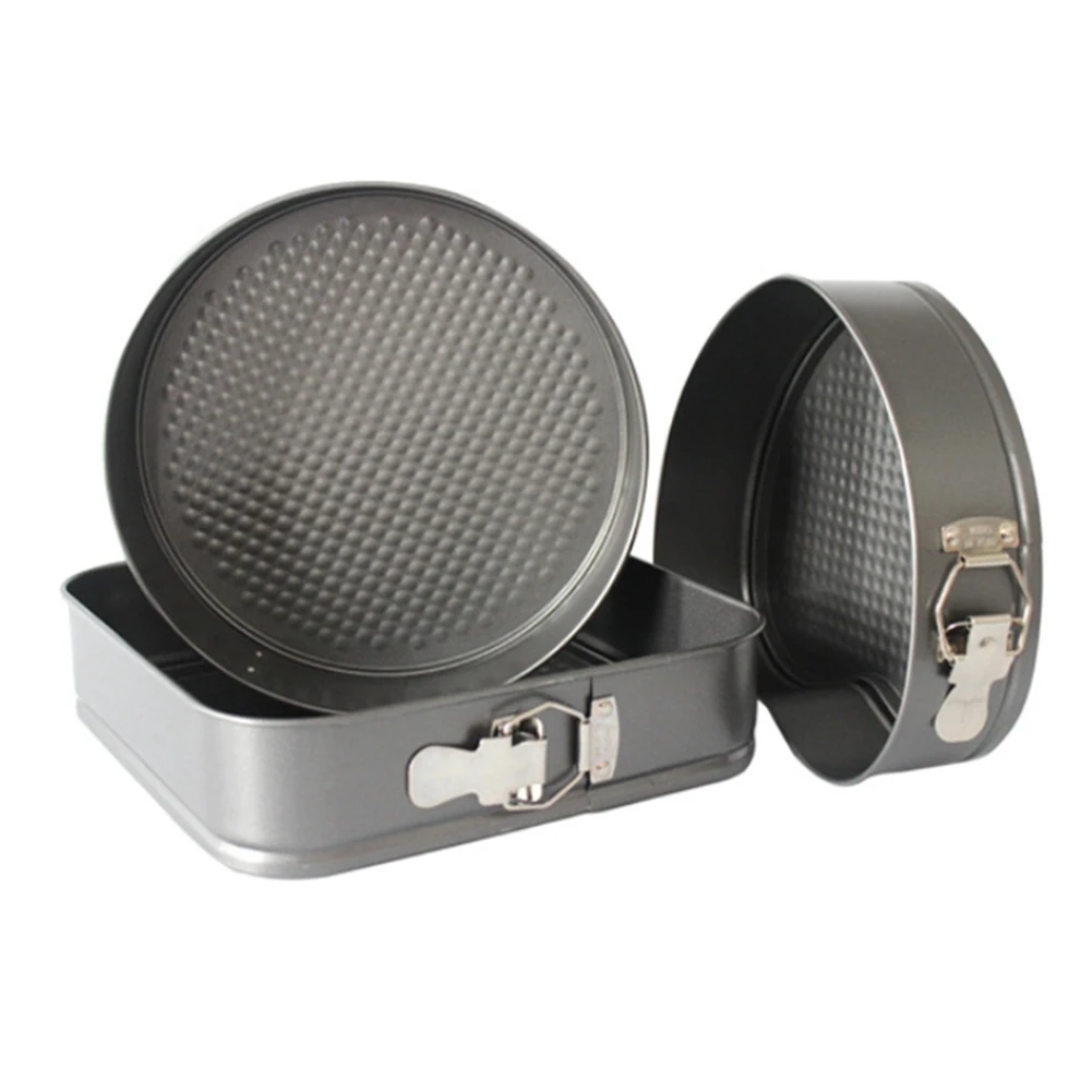 

AB89-Cake Mold Pan Set 3Pcs Cake Moulding Removable Square Round Heart Shape Tools