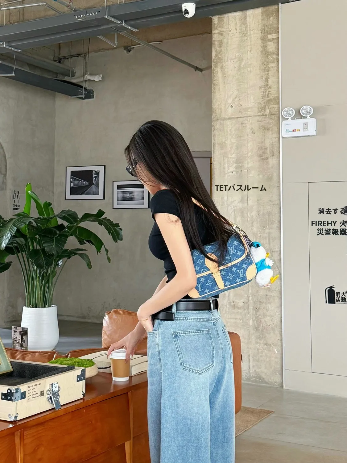 

Extended Length Women's Jeans High Waist Spring Summer Thin Denim Retro Studs Wide Leg Straight Floor-Length Pants