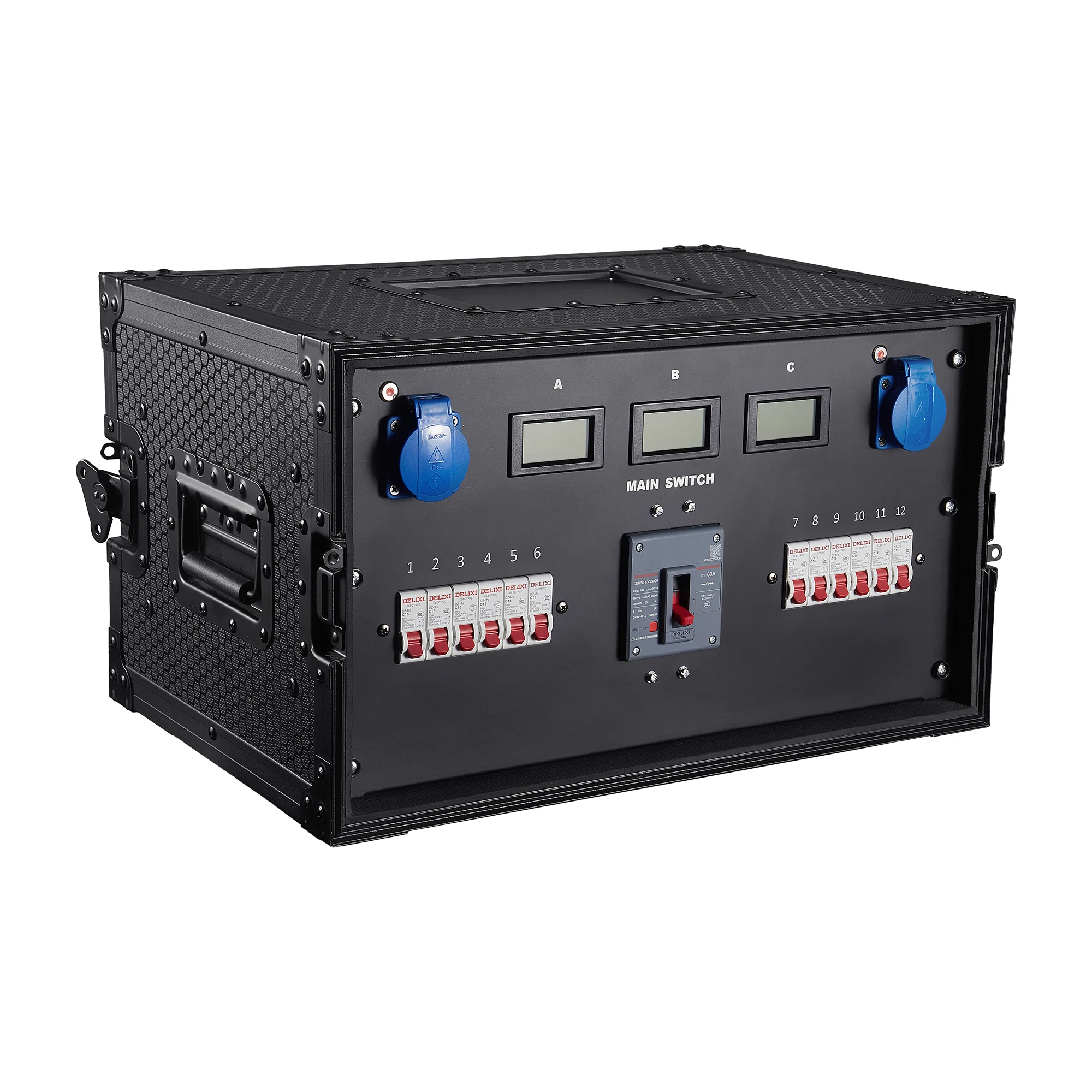 6U 400A Three-Phase  Rack Stage Distribution Box 12-Channel CEE 16A Output Portable  Distributor, Suitable