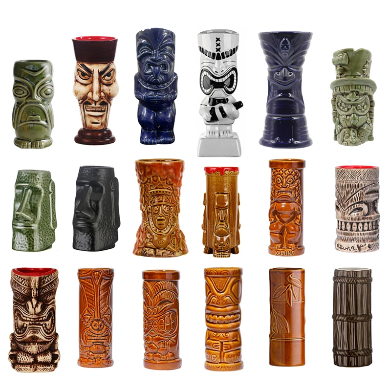 Tiki القدح كأس النبيذ إكسسوارات ديكور منزلي التماثيل عيد الميلاد الديكور كوب كوكتيل السيراميك القدح ديكور المنزل هدية الهالوين