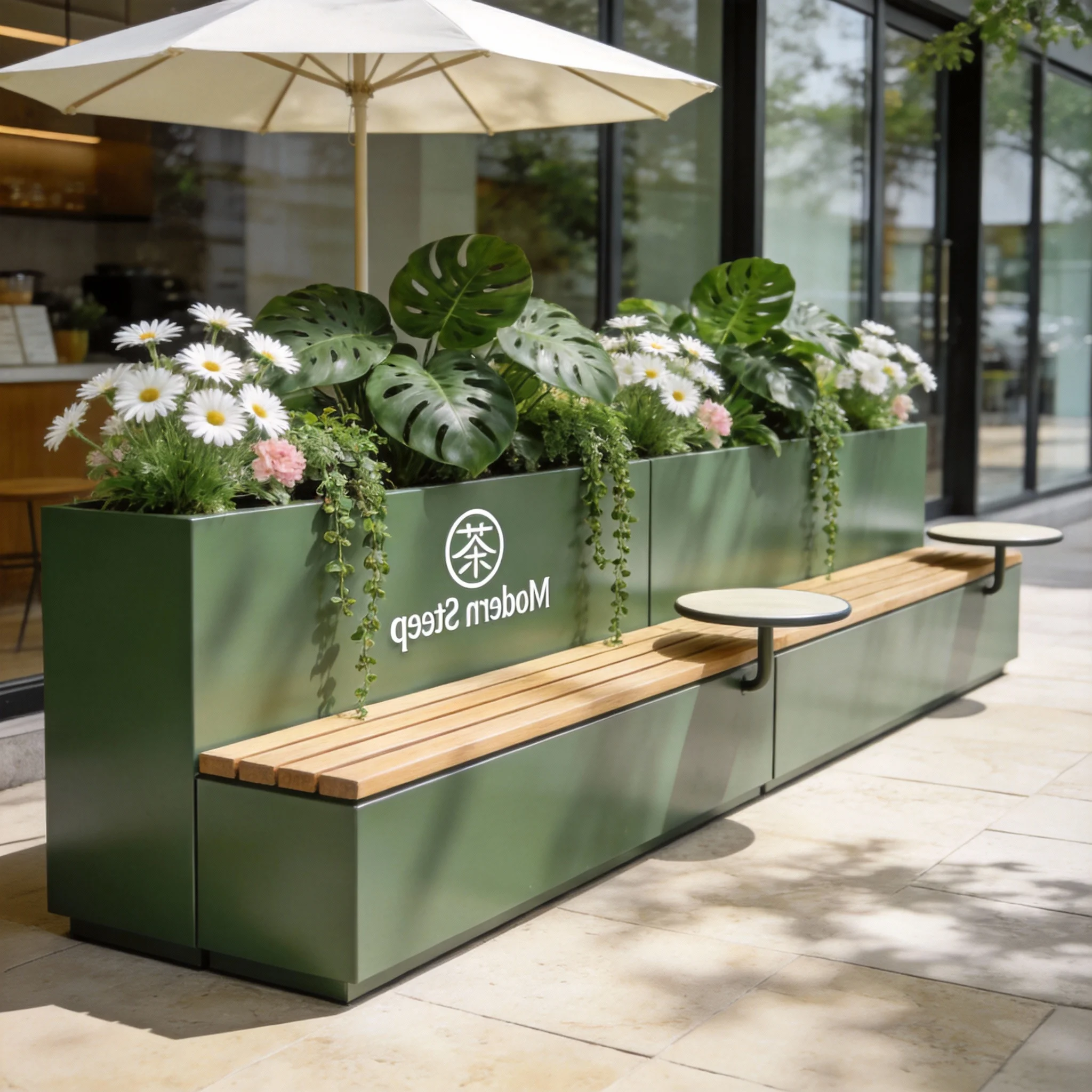 &Outdoor Wrought-Iron Flower Beds Partition Planters Commercial Street Railings Customizable Outdoor Furniture Dining Store