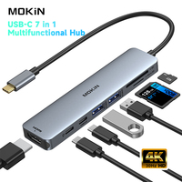 MOKiN USB C Hub Adapter to 4K HDMI Compatible SD TF Card Reader USB3.0 Type C PD Charging for MacBook Pro Air iPad Dell Thinkpad