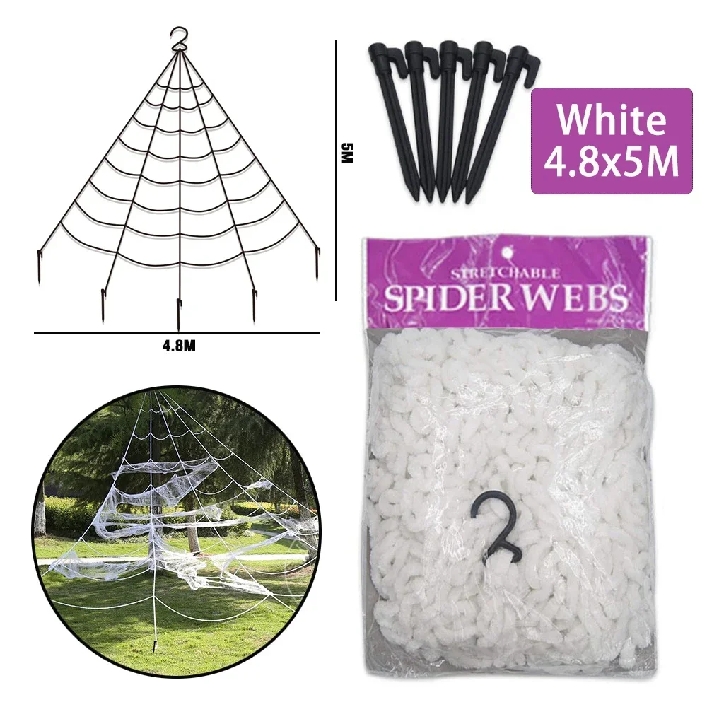 Riesige Spinne, riesiges Spinnennetz, Halloween-Dekoration, Requisiten, Spuk, für drinnen und draußen, gruselig, großes Araneiden-Streich-Trick-Zubehör – Detail 8