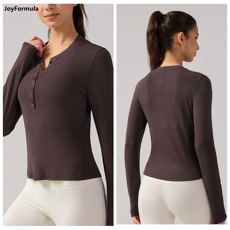 Women Quick Drying Skin-friendly Yoga T-shirts V-neck Long Sleeve Fitness Yoga Training Tops Breathable Soft Female Sportswear