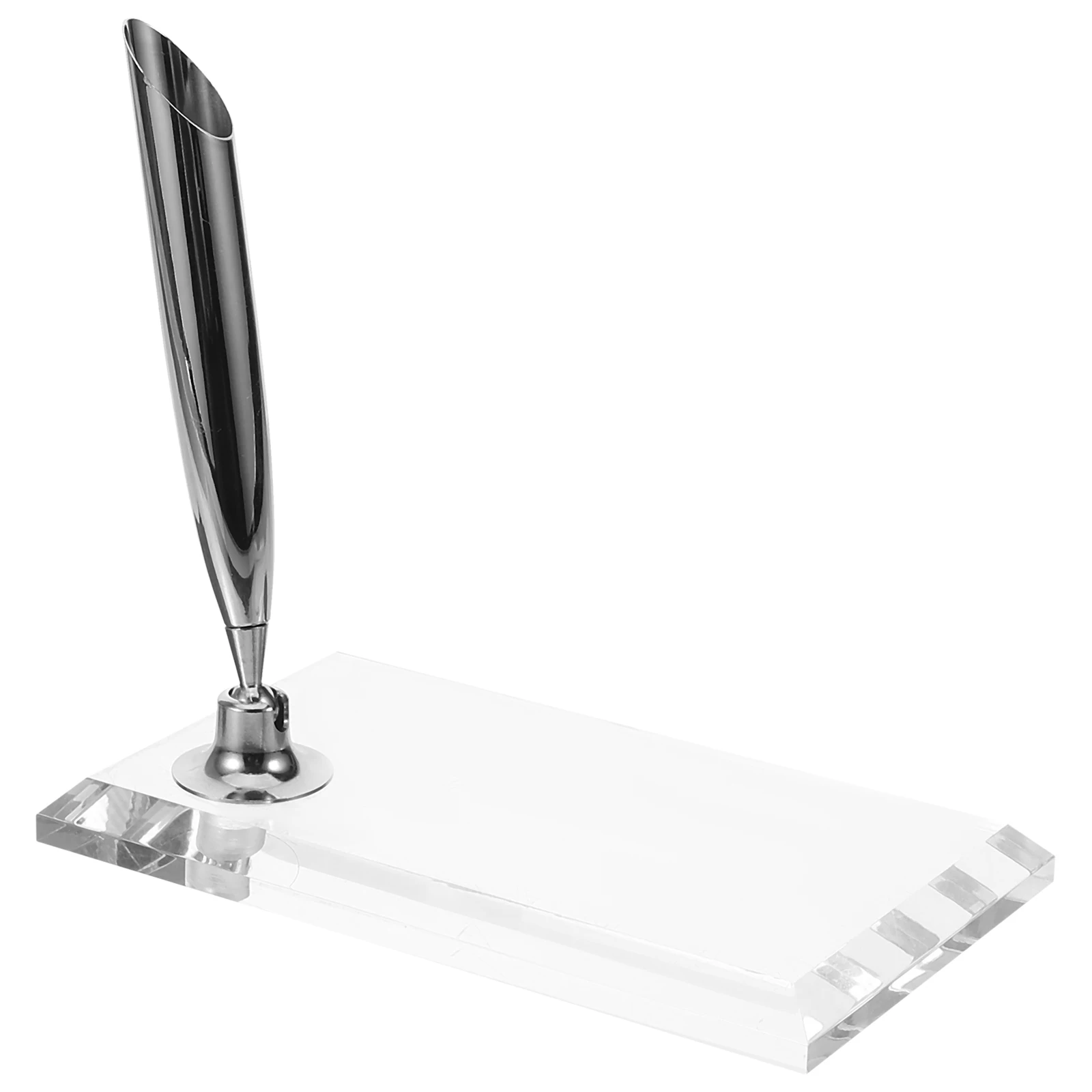 

Dipped Single Pen Stand For Desk Stand Acrylic Single Holder Desk Office Quill Rest Stationery Silver Square Base
