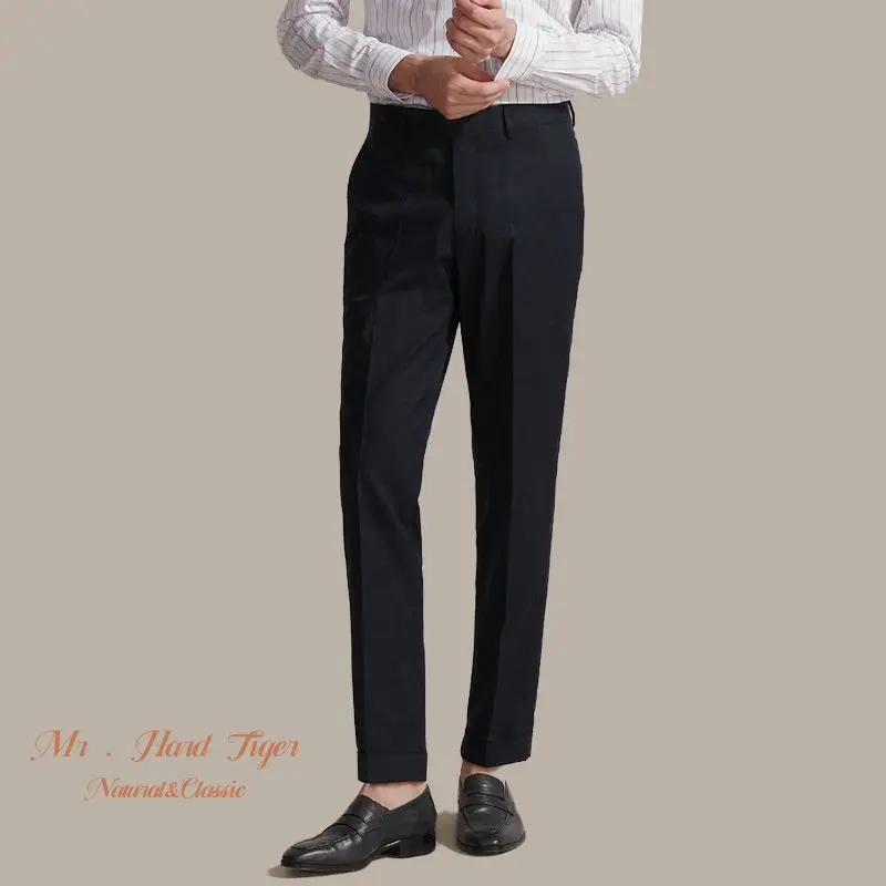 

Fashion Business Casual Suit Pants Men Solid High Waist Straight Office Formal Trousers Mens Classic Style Suit Long Pants Z83