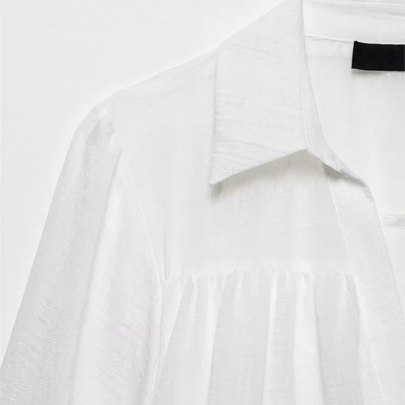 Branco mini vestidos mulher elegante casual solto em camadas emenda vestidos de mangas compridas 2025 nova primavera verão vestidos de festa à noite