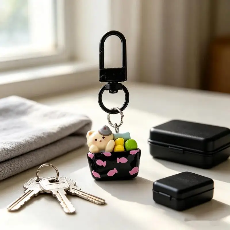 Cute Cartoon Animal Keychain For Keys And Accessories Cute Resin Animal Box Keychain DIY Bag Charm Girly Key Ring Gift