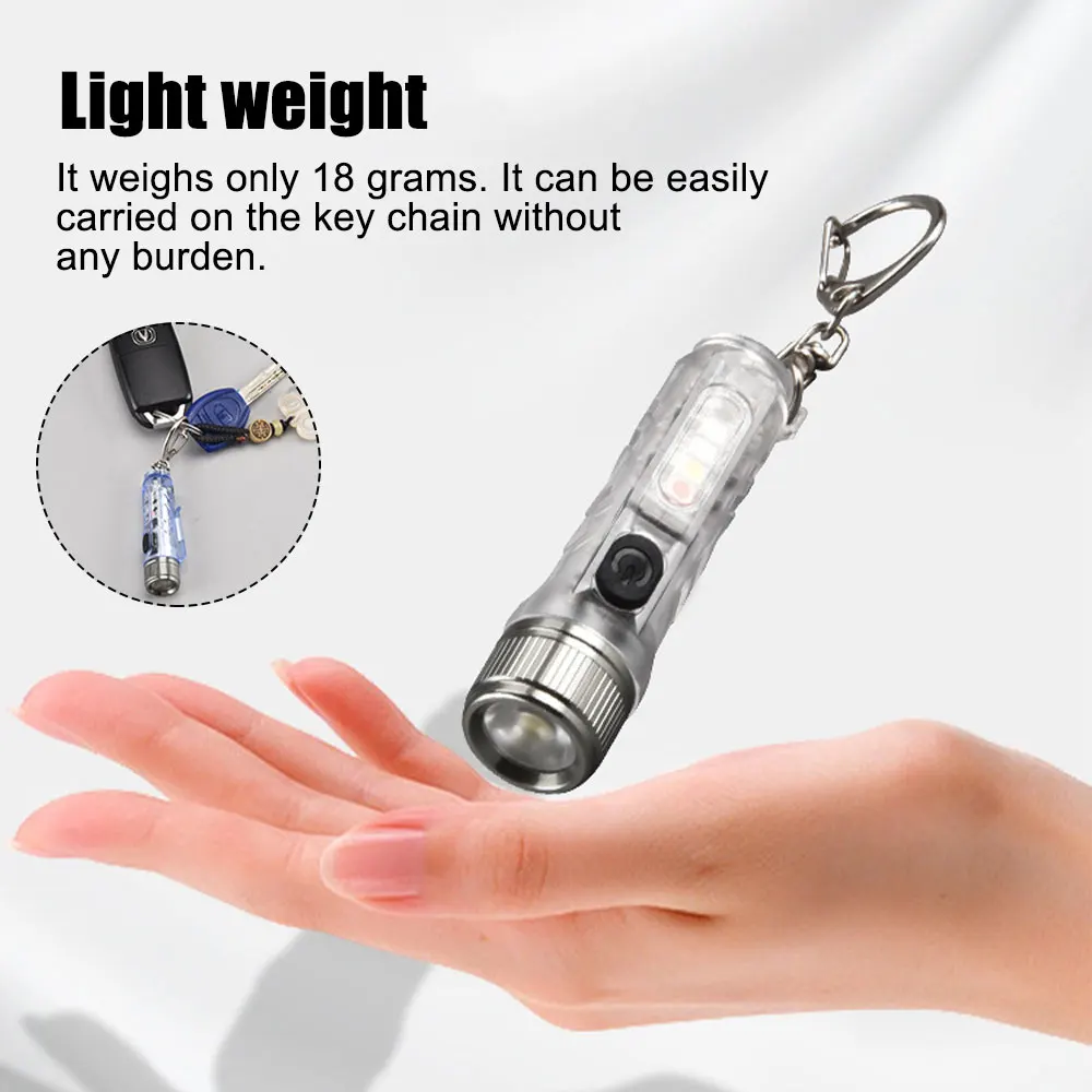 S11 Flashlight Mini Keychain Flashlight Multi-function 11 Lighting Modes Usb Rechargeable Magnetic Warning Light Camping Torch