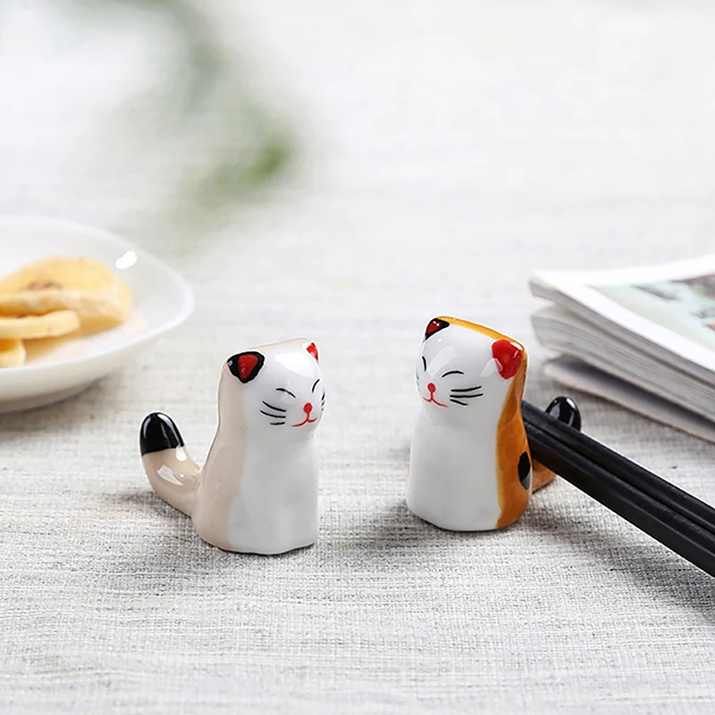 1PC Chopstick Holder Ceramic Cat Panda Chopstick Rest Creative Cute Stand Kitchen Supplies Tableware Utensil Home Decoration