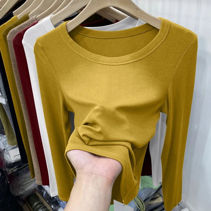 T-shirt casual lunga Sve rotonda Ne Base da donna irt Faionable oulder Fit Inizio autunno Top Pendolarismo Sle Design semplice