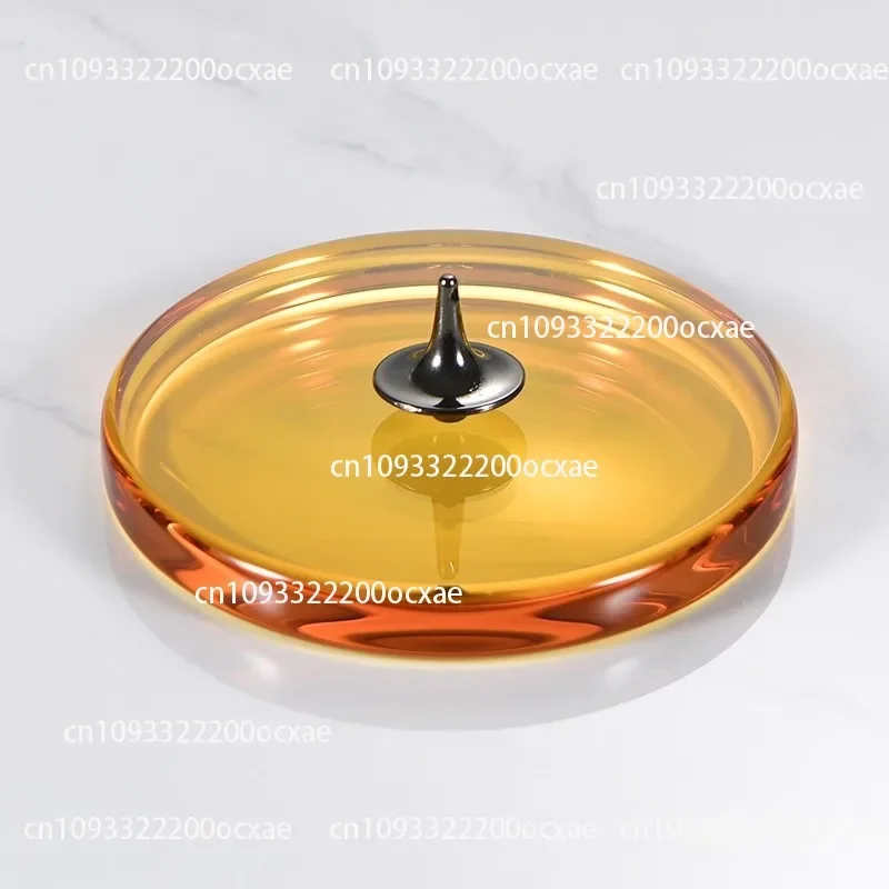 Crystal Spinning Top Tray, Glossy Smooth Tray, Double-sided Concave, Hand-twisted Spinning Top Display Stand With K9 Base