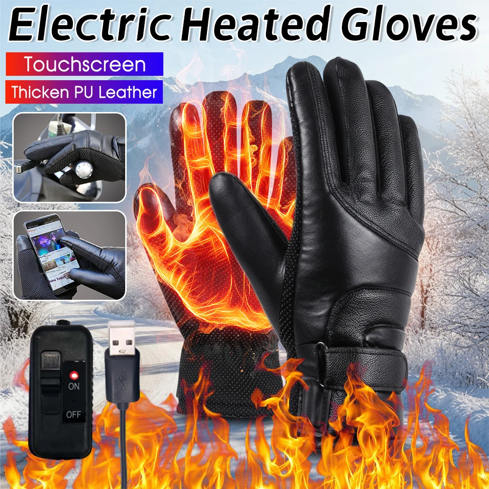 

Outdoor Electric Heating Gloves Thicken Winter Heated Gloves Touch Screen Heating Thermal Glove for Riding Hiking Camping Racing