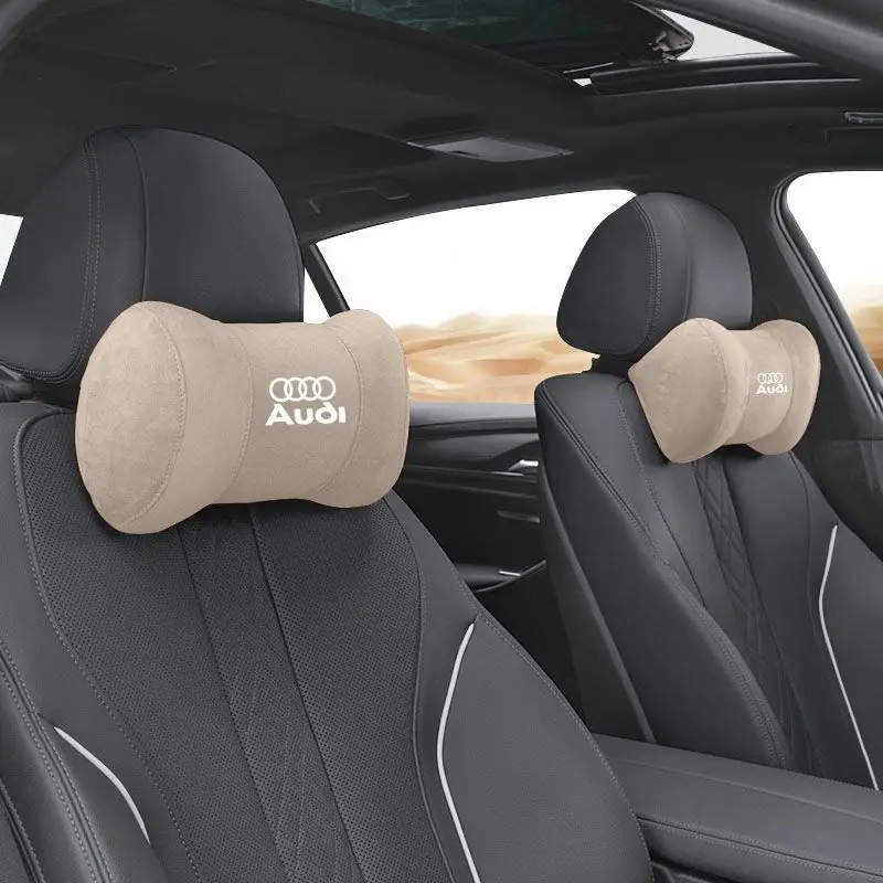 Car Seat Safety Headrest Pad Auto Logo Neck Pillow For Audi Quattro A3 A4 A6 A5 Q5 A1 Q7 Q3 Q2 Q8 A7 A8 TT S1 SQ5 RSQ3 RSQ8