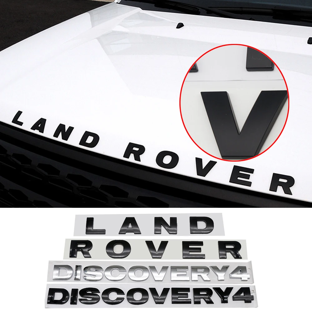 3D Letter Car Hood Hood Logo For Land Rover Range Rover Discovery 4 Freelander 2Defender Chrome Front Header Sticker Accessories