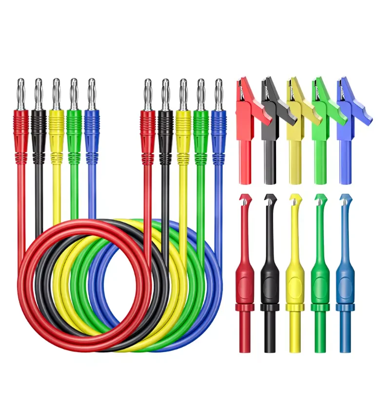 4mm Bananenstecker-Testkabel-Set mit Krokodilklemmen Isolierte Drahtdurchdringungssonden für Multimeter-Tests CKT018