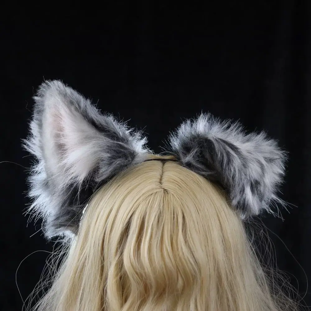 مخصص هالوين الكلب الحدود الكولي آذان Hairhoop Heagwear ذيل رمادي أسود أبيض ل أنيمي لوليتا تأثيري حلي الملحقات #5