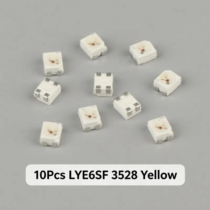 [New] 10pcs LYE6SF Patch 3528 Four Legs 3 Positive 1 Negative Common Negative Yellow Light Automotive LED Lamp Beads SMD4