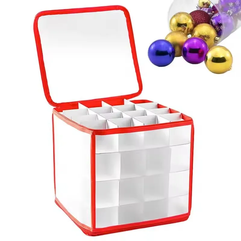 

Storage Case Dustproof 64/32 Grid Christmas Ball Storage Box With Handle Zipper Closure Capacity Organizer For Storage Box