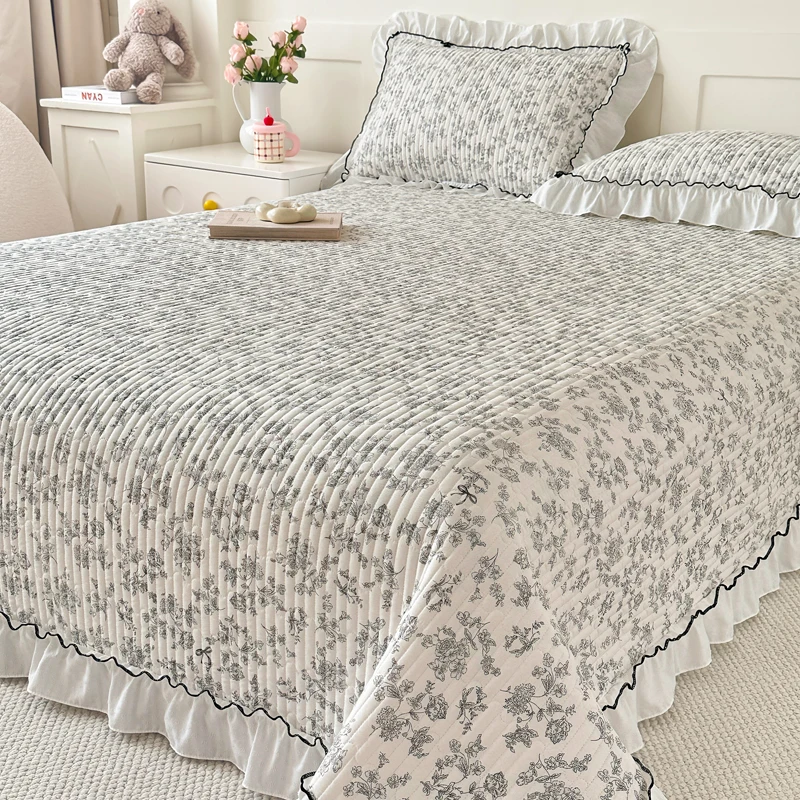 Bonenjoy Print Bedspread Lace Bed Cover Skin-friendly Bedsheet Soft Bed Linen покрывало Girls Room Bedspreads (No Pillowcase)