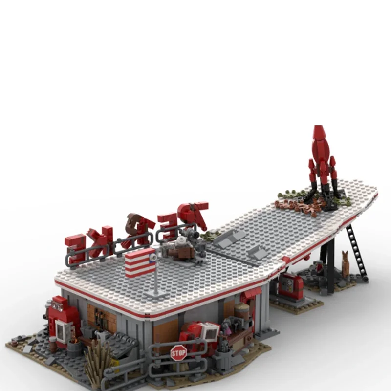 Modello di film popolare MOC Building Bricks Red Rocket Truck Stop tecnologia modulare regali vacanze assemblare giocattoli per bambini vestito