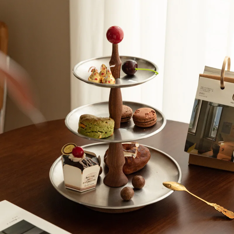 PYH dried household multi-layer medium and ancient style solid wood afternoon tea, cake rack, snack storage box
