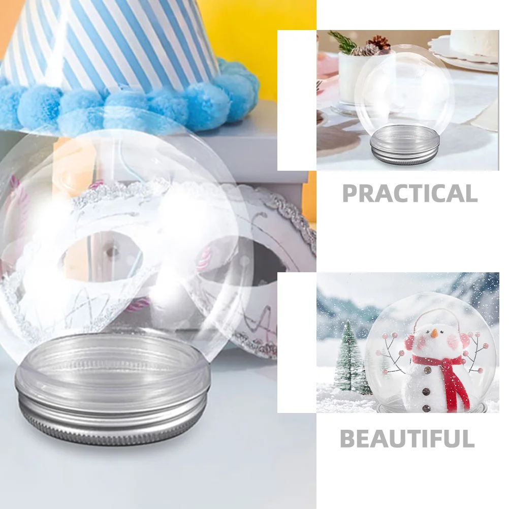 6 Pcs Transparent Snowball Bottle Photo Kit Water Globes DIY Snowglobe Clear Crafts Making for Christmas