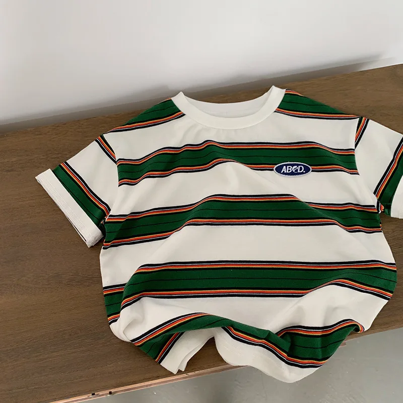

2-10 Years Children's Striped T-shirts Boys Girls Kids Summer New Tees Cotton Loose T Shirt Casual Kids Tops Children Clothes