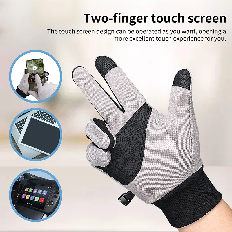 Outdoor Sports Warm Gloves Winter Windproof Plus Velvet Thickening Fitness Non-slip Driving Touch Screen Riding Full-finger