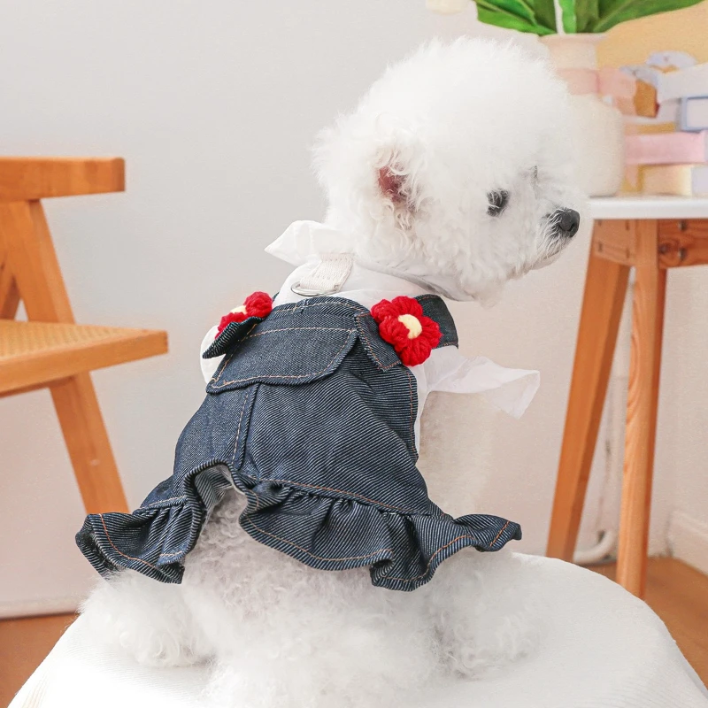 Pet Dogs Cats Spring and Summer Denim Clothing