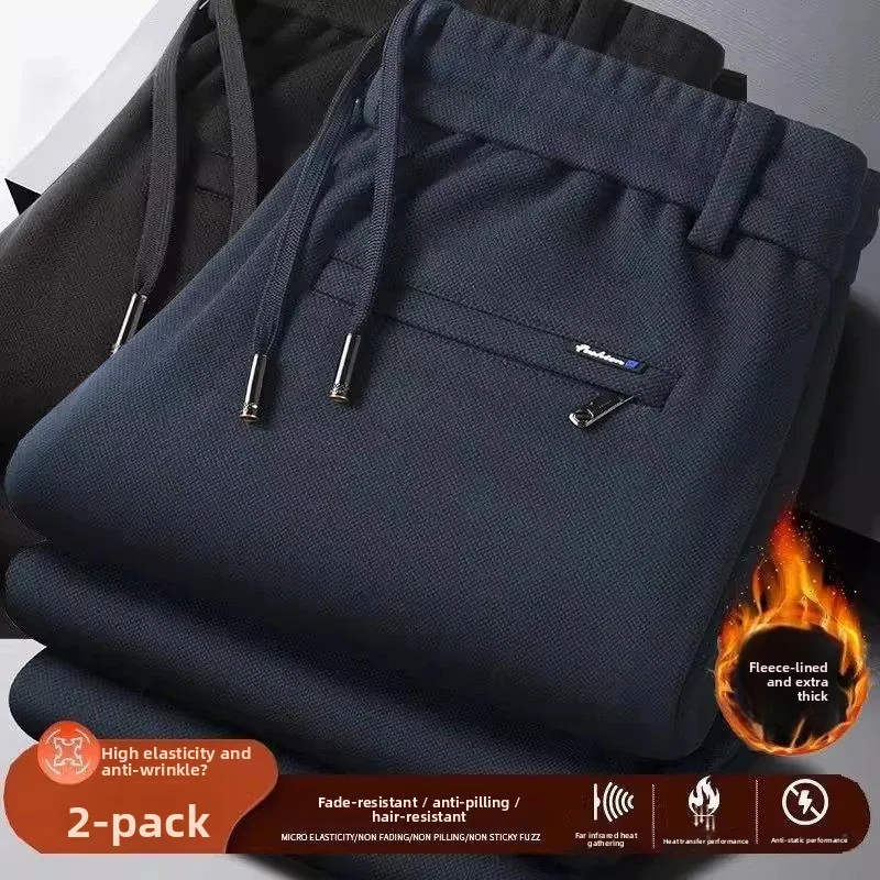 

Мужские повседневные брюки Thiened Fce с подкладкой, прямые, спортивные, зимние, теплые, больших размеров, для работы на улице