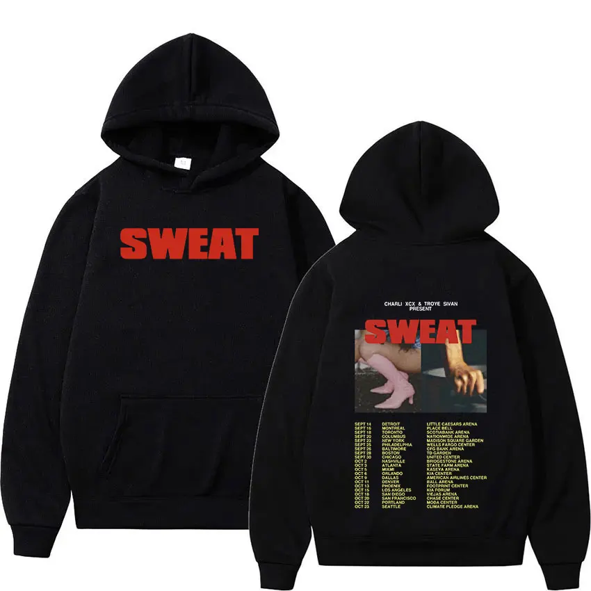 New Album Charli XCX SWEAT Tour 2024 Brat Hoodie Men Women Hip Hop Clothing Pullover Sweatshirt Retro Fashion Oversized Hoodies