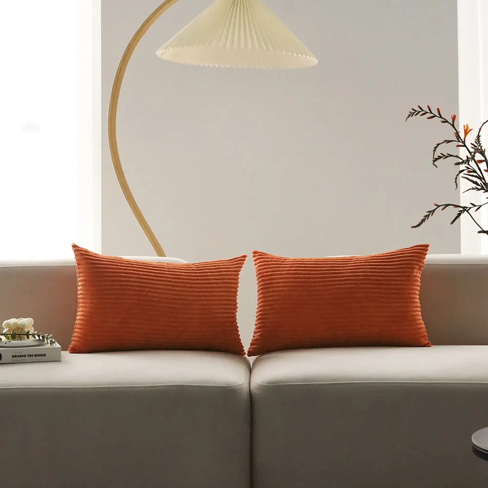 Orange Rectangle Cushion Cover Ultra Soft Corduroy Pillowcase Comfortable Living Room Sofa Throw Pillow Cover 30x50 Funda Cojin - view 3