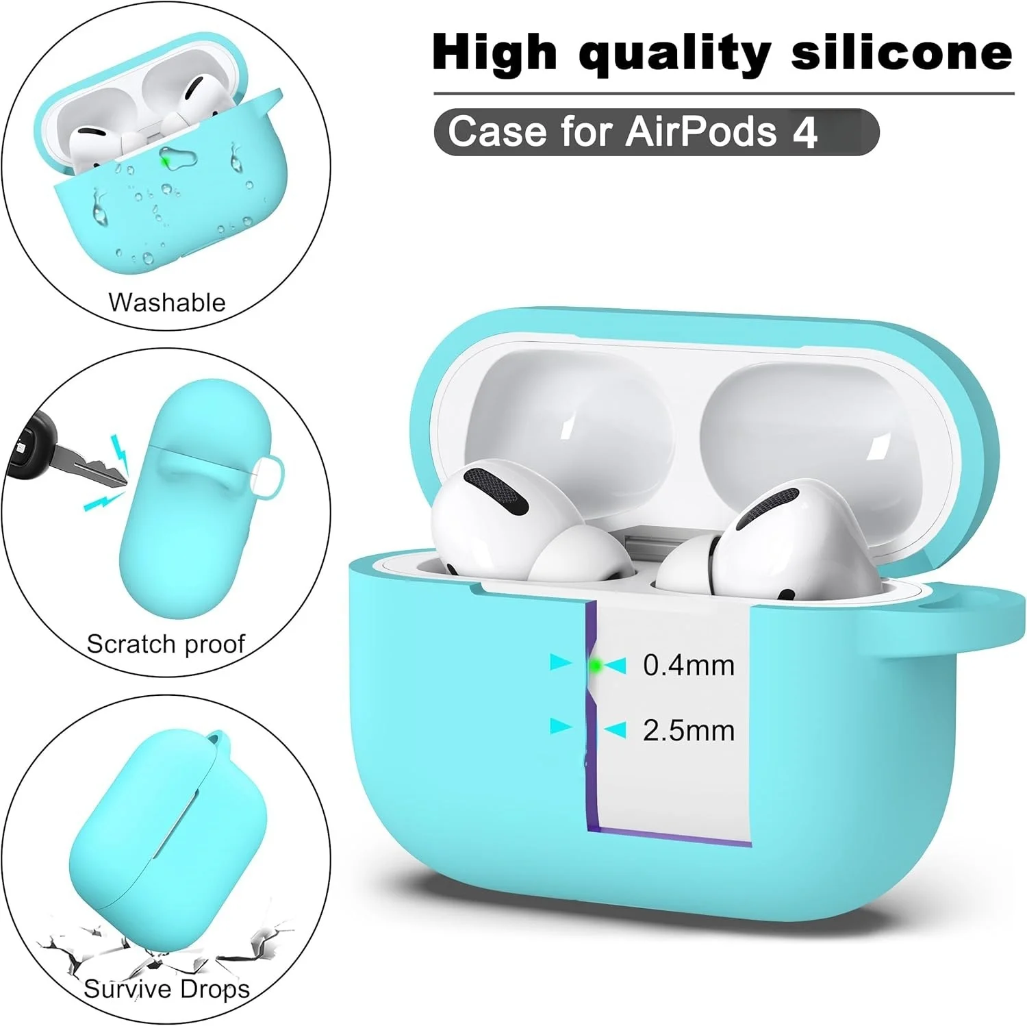 Nowy silikonowy pokrowiec Funda do Airpods 4th Gen USB-C (2024) z zestawem czyszczącym do Airpods 4th Cover